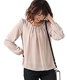 [ニッセン] ブラウス 長袖 シフォン タック カットソー裏地付 レディース オフィス ビジネス 通勤 洗える 春 秋 グレー S