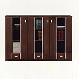 ヒルトン 日本製 ツキ板+強化ガラス 135 サイドボード (ウォールナット)