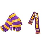 NCAA LSU Tigersグローブストライプニットand Bigロゴスカーフ2パックバンドル