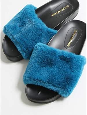 Amazon ウィゴー レディース ファーサンダル ブルー M Wego ウィゴー ファッションサンダル