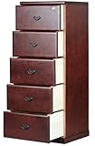 鍵付チェスト 和風 5段 ダークブラウン
