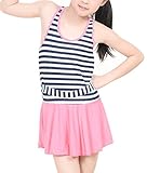 ワンピース ガールズ 水着 女の子 スイムウェア 温泉用 ビーチ 子供服 夏 ボーダー柄 可愛い UVカット ダンス衣装 スクール スポーツ 涼しい 柔らかい 通気性 快適 体型カバー おしゃれ 8-