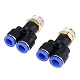 2個入り クイック継手 エア空気圧 配管継手 エルボー コネクタ 真鍮継手 Y型