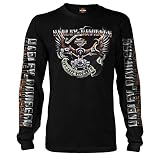 ハーレーダビッドソン ミリタリー - メンズ ブラック 長袖 イーグルグラフィックTシャツ - カデナエアベース | イーグルライド US サイズ: Medium カラー: ブラック