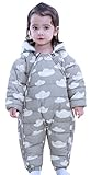 FEOYA ベビー ジャンプスーツ カバーオール ダウン 幼児用防寒着 新生児 ロンパース 冬 赤ちゃん 出産祝い 子供服 雲柄 グレー 73cm