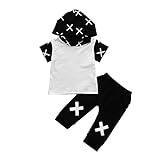 Tovadoo 子供服 ベビー服 男の子 トップス+ズボン 春夏 半袖 パーカー プラス記号柄 韓国風 可愛い プレゼント 通学 旅行 海遊び 3-18ヶ月