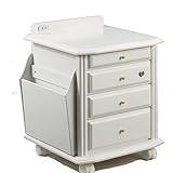 fam+/ファムプラス 天然木リビングワゴン(鍵・コンセント付き） ホワイト