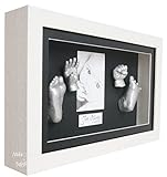 BabyRice 3D Baby Casting Kit with Deluxe Deep Box White Wooden Frame - Silver Casts by BabyRice