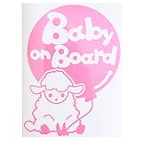 ピンク（桃色） Baby on board ひつじ ヒツジ 動物 赤ちゃん baby ステッカー 窓ガラス用シールタイプ キッズ 子供 ※吸盤・マグネット...