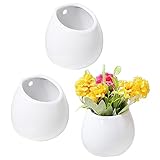 SODIAL セットの3ｘみにホワイトセラミックウォールマウントプラント花瓶　4インチハンギングサワークリームポット