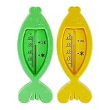 Seliyi 2個 バスタブの水センサー温度計玩具形ベイビーラブリープラスチック浮動魚（グレーン、イエロー）