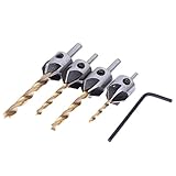 Demiawaking 4本セット HSS 面取りドリル ドリルビット 5刃の面取り刃 木材掘削 木工 スクリュー 穴あけ