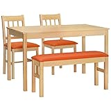 タマリビング ダイニング4点セット ハイサイ オレンジ 50001568 ダイニングセット ダイニングテーブル 4点セット ベンチタイプ パイン 無垢材 天然木 4人 おしゃれ 新生活