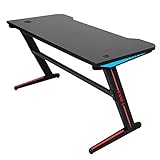 PANDA ゲーミングデスク パソコンデスク PCデスク カーボン天板 LED雰囲気ライト(幅100cm)