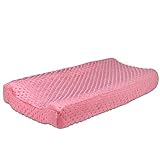 Gia Coral Plush Dot Changing Pad Cover by The Peanut Shell by The Peanut Shell