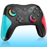 Switch コントローラー Switch2 TURBO連射機能 スイッチ コントローラー 20時間連続使用 1000mAh大容量 マクロ機能 RGBライト Bluetooth プロコン 20時間連続使用 日本語取扱説 (青)