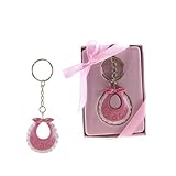 Lunaura Baby Keepsake - Set of 12 "Girl" Baby Bib Key Chain Favors - Pink by Lunaura [並行輸入品]