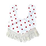 杜屋トヤ　ベビー用品　食事用スタイ　よだれかけ　ビブ　スナップ　タッセル　花柄　水波紋　水玉　雲　コットン　かわいい　柔らかい　出産祝い　プレゼント　保育園　80 x 70 cm (B)