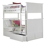 Nantucket Bunk Bed with 2 Flat Panel Bed Drawers, Twin Over Twin, White [並行輸入品]