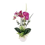 Hyindoor 高品質 パープル胡蝶蘭の造花 手作り ブーケ フェイクフラワー 可愛い インテリア飾り 本物みたい ギフト 花瓶付