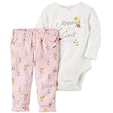 カーターズ carter's 花柄Mommy's Sweet HEART長袖ボディースーツxピンク花柄パンツお出かけ用上下2点セット (6months(61-67cm)) [並行輸入品]