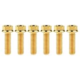 Ruifu M6 オートバイ 小さい頭フランジ 六角ボルト 15 20 25 30 35 40 45 50 55 60 65 70 75 80 90 mm ピッチ 1.0mm 6個入り (M6x20mm, ゴールド)