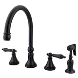 Kingston Brass KS2795ALBS 8-Inch Deck Mount Kitchen Faucet with Brass Sprayer, Oil Rubbed Bronze [並行