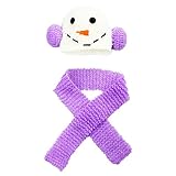 Baoblaze 手作り　ニット　赤ちゃん　写真衣装　雪だるまスタイル　キャップ　スカーフ　全4色 - 紫　