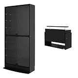 【福袋】【地球家具】コレクションラック「ワイド」新シリーズセット 幅83cm 奥行29cm 【正規品】[鍵付きコレクションケース] [耐震]（開き戸 ハイタイプ本体+上置きロータイプ） ブラック