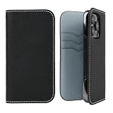 Valorex iPhone16 スマホケース 手帳型 本革ケース トゴレザー 携帯カバー スマートフォン カード収納 薄型 軽量 ギフト ブラック×フォグブルー, iPhone16Pro