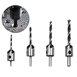 4PCS /セット 木工 カウンターシンク 面取り 三尖った 高速スチールドリルビットセット 3〜6mm,