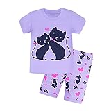 Feyg幼児用ガールズパジャマ、ベビー半袖パジャマセットwith Hearts印刷for 2 – 7歳 カラー: パープル