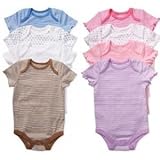 Faded Glory　オーガニック コットン アンダーウェア 半袖（８タイプ）【3ヶ月~12ヶ月】（並行輸入品） (6-9M （6ヶ月~9ヶ月）, パープルボーダー)