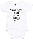 (ヤンギン　パンツを上げなさい。) "ur Pants Up", プリント　ベビースーツ - 白/黒 12-18 ヶ月月es/ST027/BZ10/