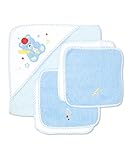 Spasilk 100% Cotton Hooded Terry Bath Towel with 4 Washcloths, Baseball Bear Blue by Spasilk