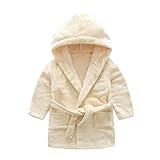Hzjundasi 冬 暖かい 幼児 幼児 赤ちゃん ソフトフリース 長いです スリーブ 寝間着 パジャマ バスローブ 浴衣 と フード (ベージュ,XL)