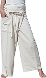 RaanPahMuangブランドPlain Thick Line Cotton Thai Fisherman Wrap Pants US サイズ: S カラー: ホワイト