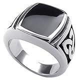 KONOV ジュエリー ファッション アクセサリー メンズ リング 指輪, ケルト ノット 結び目 シグネット 印, ステンレス, カラー