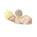 cx-queen新生児赤ちゃんかぎ針編みイエローSnailビーニーケープセットフォト写真プロップ