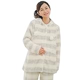 (アビコ)ABICO マタニティ 冬 可愛い フランネル 授乳パジャマ ボーダー柄 授乳服 授乳口付き 前開き ウエスト調節 あったか 厚手 部屋着 ルームウェア 上下セット