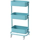 山善(YAMAZEN) バスケットトローリー スリム キャスター付き ラック ターコイズブルー 幅27.5×奥行39.5×高さ77cm LSBT-3(TBL)