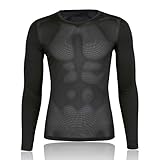 [Morethan] サイクル アンダーシャツ インナー (ブラック/XL/メンズ) ロードバイク 夏 長袖 (吸汗速乾/抗菌防臭/ストレッチ) LVP-013-V