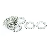 uxcell ロックワッシャー 16mm内径 炭素鋼 亜鉛メッキ 外部鋸歯状 10個入り