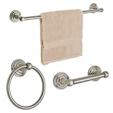 Dynasty Hardware 3800-SN-3PC Palisades Series Bathroom Hardware Set, Satin Nickel, 3-Piece Set, With