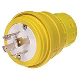 Woodhead 28W75BLK Watertite Wet Location Locking Blade Plug, 3-Phase, 4 Wires, 3 Poles, NEMA L15-30 