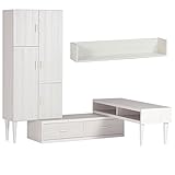 arne テレビ台 キャビネット ウォールシェルフ 完成品 日本製 配線収納 3点セット T-003 T3H-cabi WallBox C-1200 ホワイトウッド