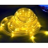 [Present-web] 夜になると自動点灯　LED100個搭載で 長さ8m　ソーラーLEDチューブ イエロー