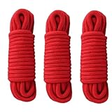 HappyHome ロープ 約10m 3本セット 柔らかい ソフトロープ 紐 亀甲縛り SMプレイ (レッド)