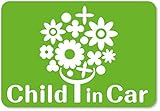 imoninn CHILD in car ステッカー　【マグネットタイプ】　No.28　幸せの花　（黄緑色）