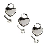 Perfk 合金製　ミニ南京錠　コンビネーションロック　荷物スーツケース　ハート　アンティーク　キー付き　3個セット　